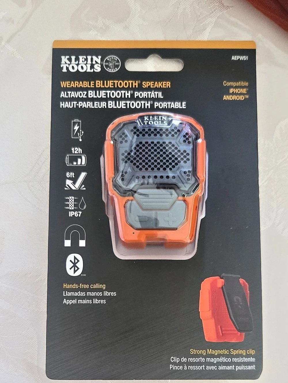 Klein Tools H29-305 AEPWS1 Wearable Speaker Orange